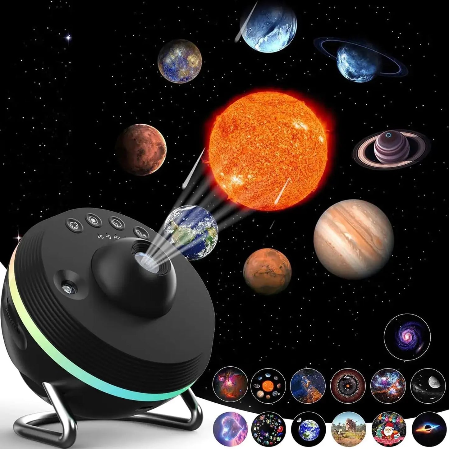 Galaxy Projector 13-in-1 HD Planetarium – Shooting Stars, Timer, 360°, 230 sq ft