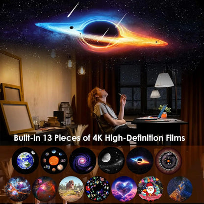 Galaxy Projector 13-in-1 HD Planetarium – Shooting Stars, Timer, 360°, 230 sq ft