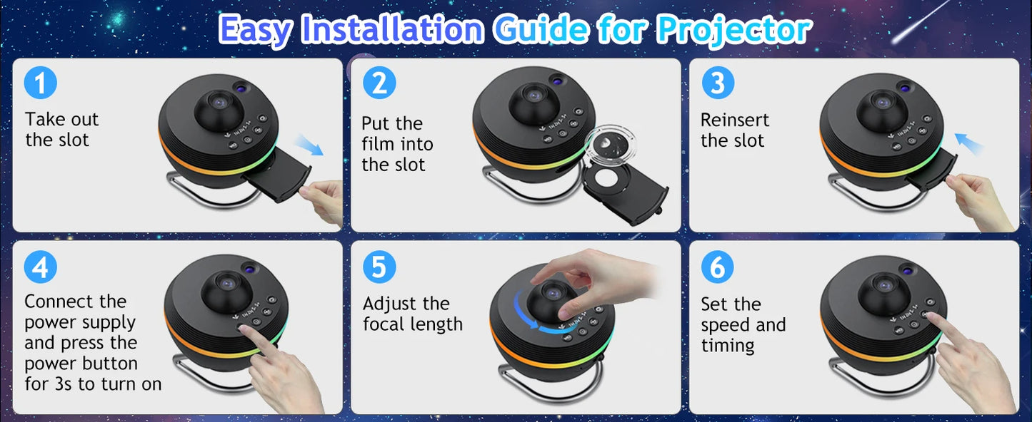 Galaxy Projector 13-in-1 HD Planetarium – Shooting Stars, Timer, 360°, 230 sq ft