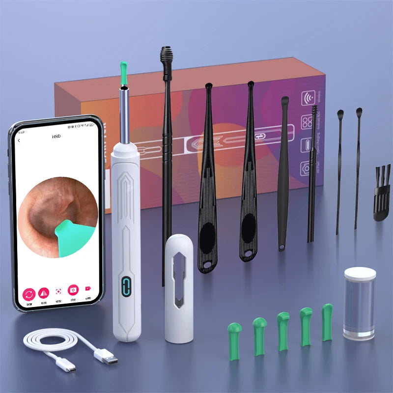 NATFIRE NK3 Pro Smart Visual Ear Cleaner – 1296P HD WiFi Otoscope Ear Wax Removal Kit