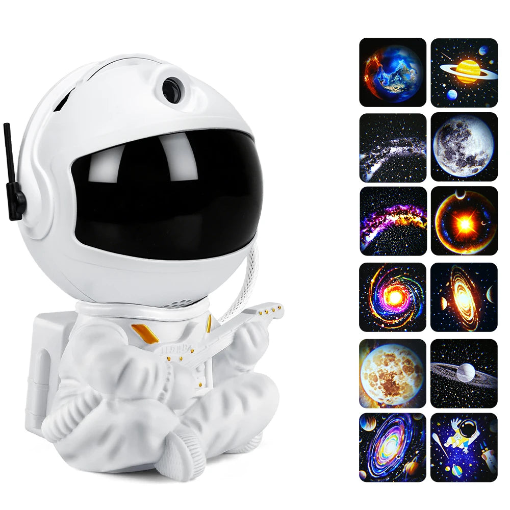 DBF Astronaut Galaxy Projector – 12 Films, 360° Rotation, 3 Brightness, USB