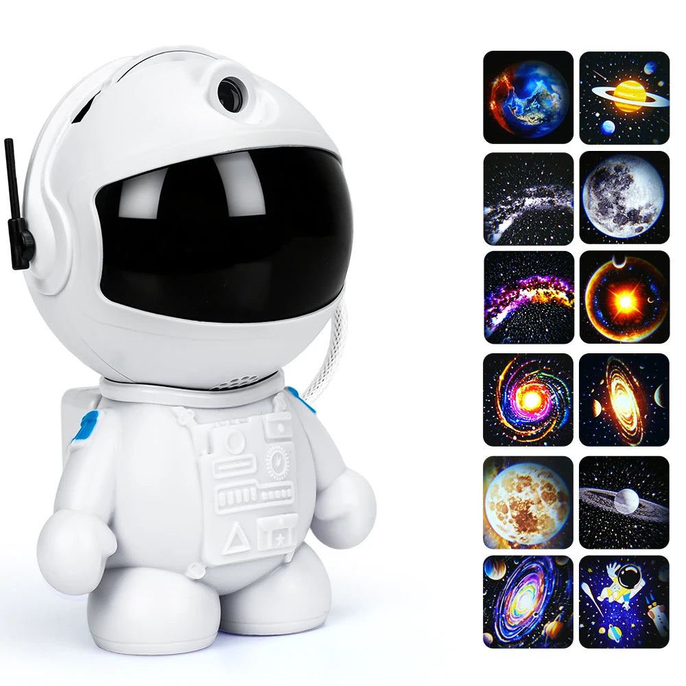 DBF Astronaut Galaxy Projector – 12 Films, 360° Rotation, 3 Brightness, USB