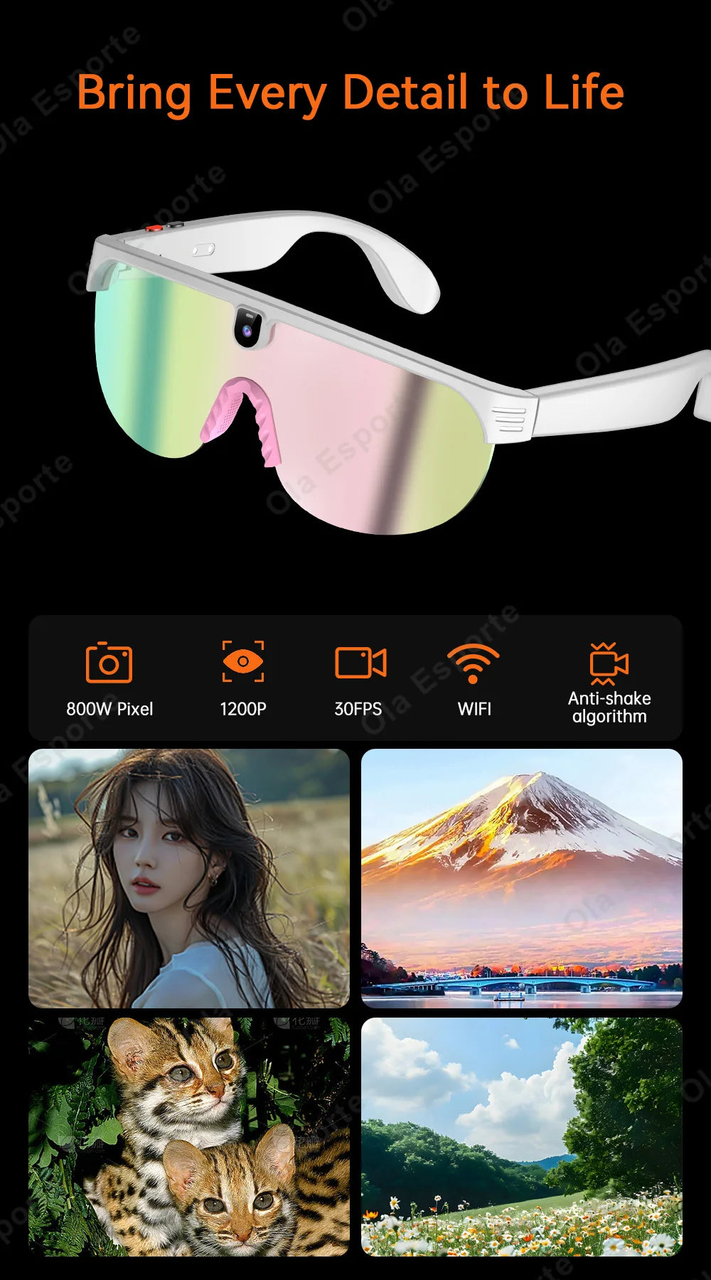 Ola Esporte AI Smart Cycling Glasses – 800MP Sony Camera, 1200P Video & Real-Time Translation