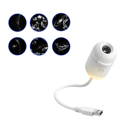 Dual-Mode Mini Galaxy Projector – Night Light + Starry Sky, Warm Atmosphere, Up to 24 Slides