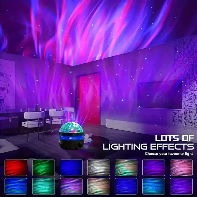LED Water Ripple & Aurora Projector – 14 Effects, RGB, Remote Control, USB, 7 Colors