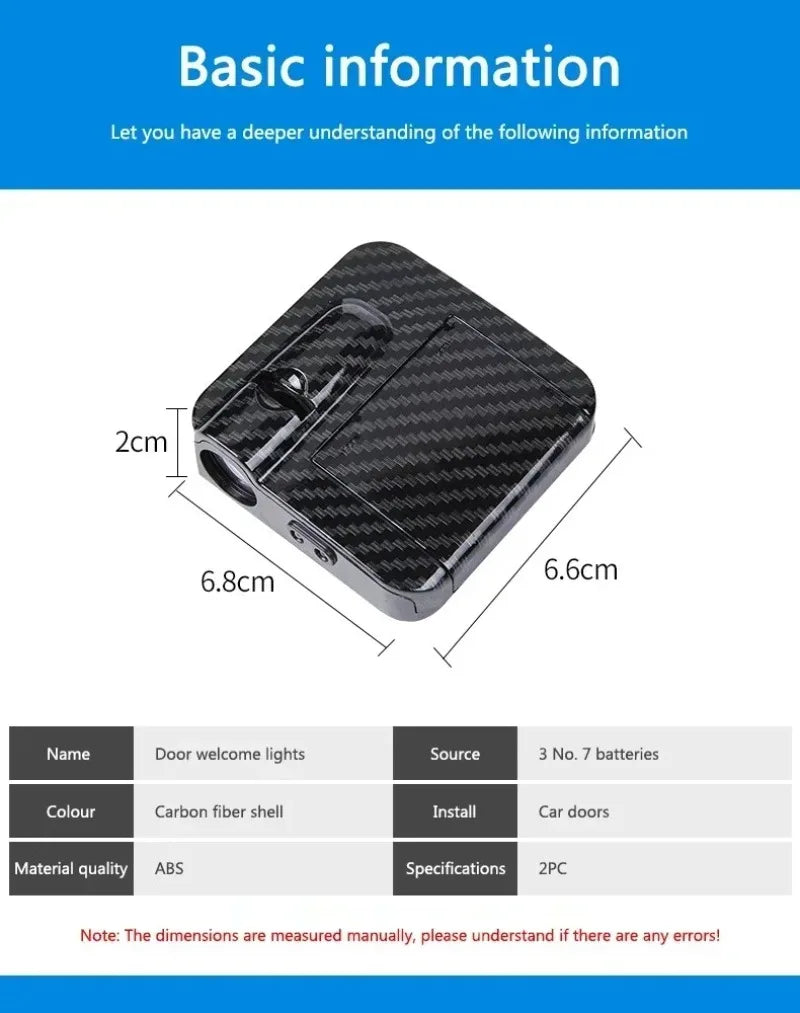 Wireless HD Laser Car Door Projector – Auto Sensor, No Wiring, Battery Powered, 2/4pcs