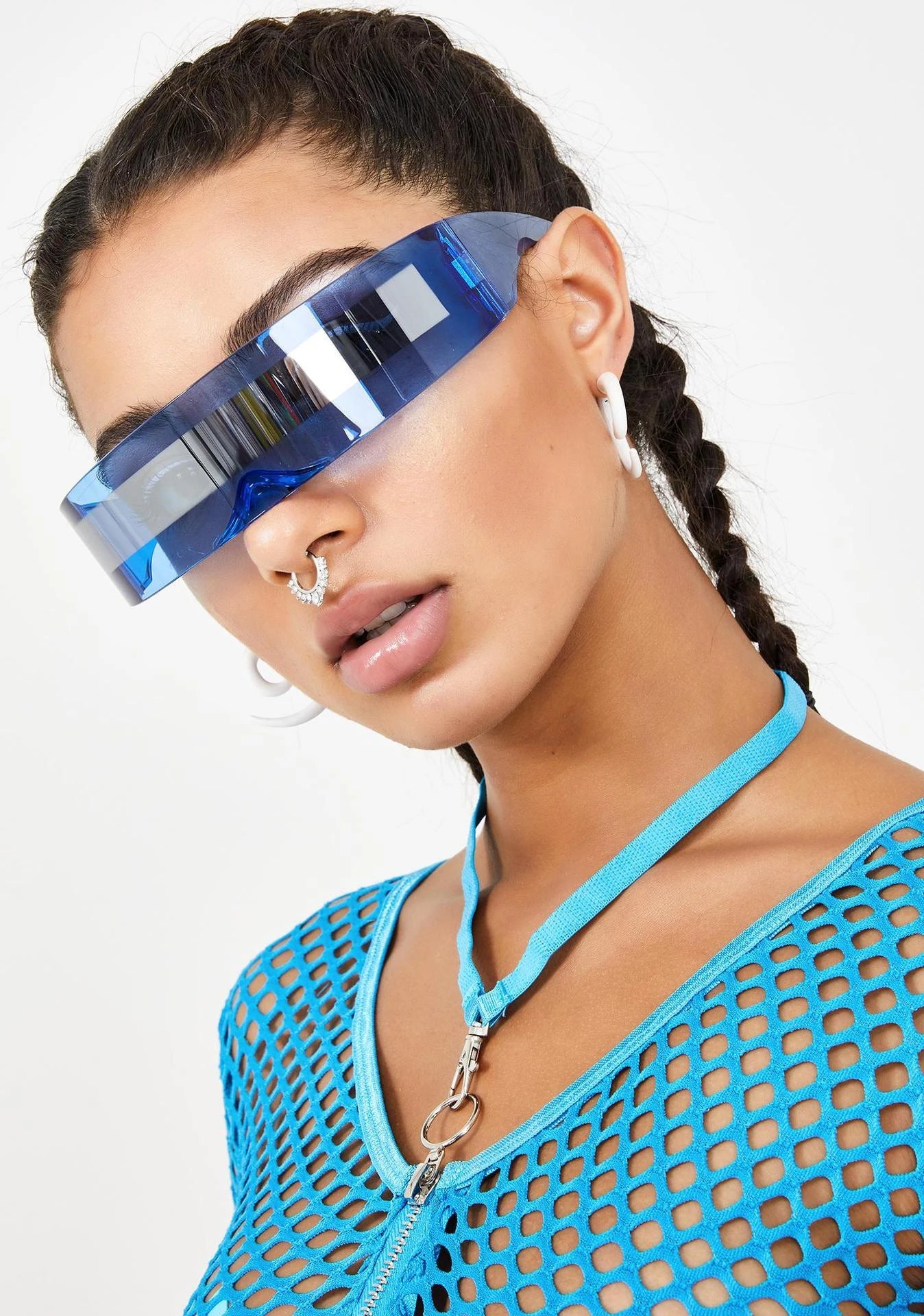 RMM Futuristic Narrow Visor Sunglasses – Mirror Lens, Unisex, 13 Color Options