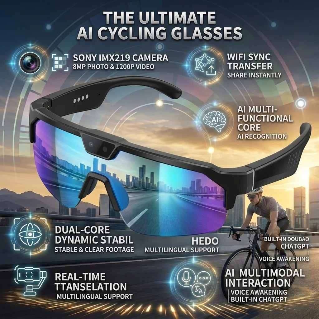 GUHUAVMI Q01 AI Smart Glasses – Dual Camera, 4K Video, Stereo Audio & Real-Time Translation