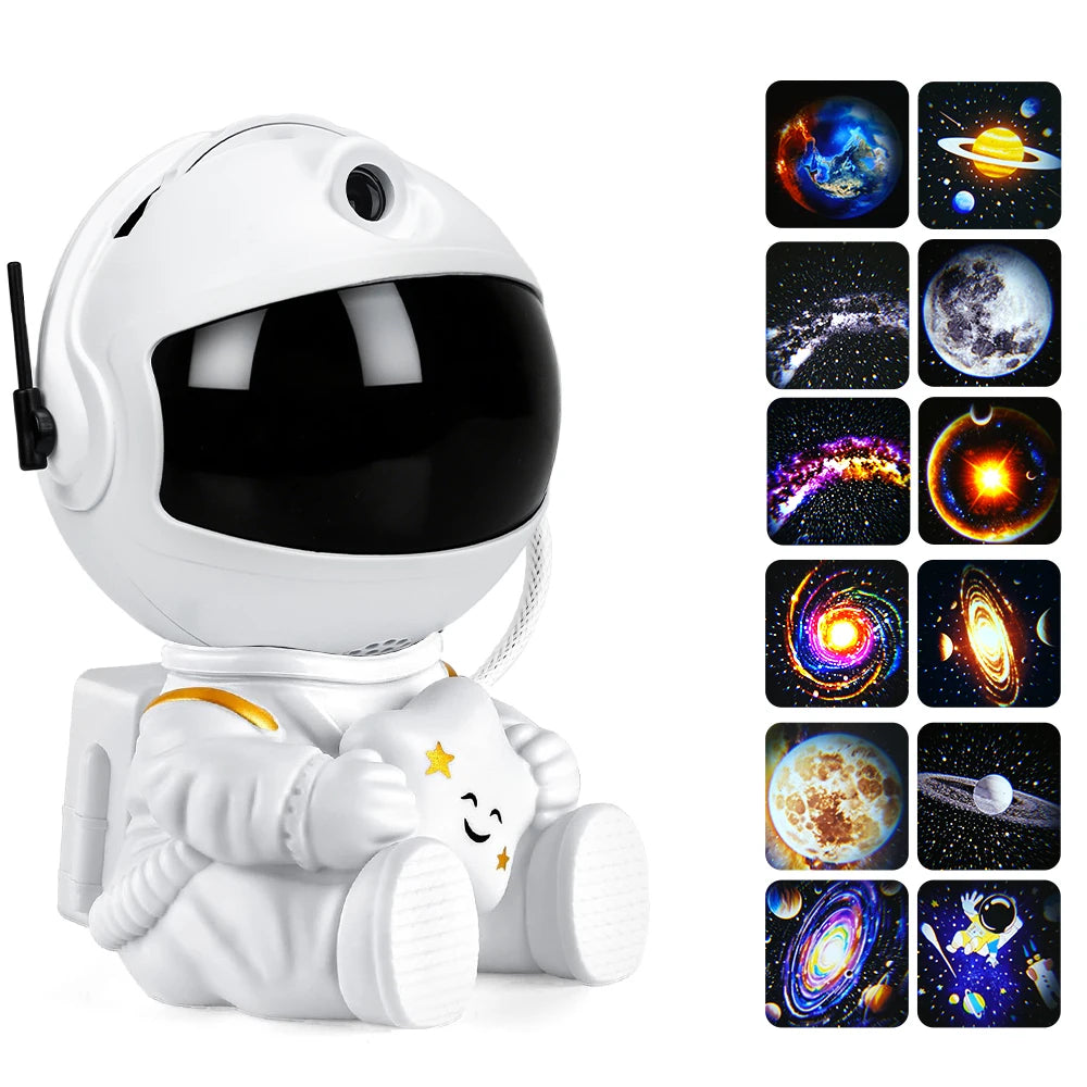 DBF Astronaut Galaxy Projector – 12 Films, 360° Rotation, 3 Brightness, USB
