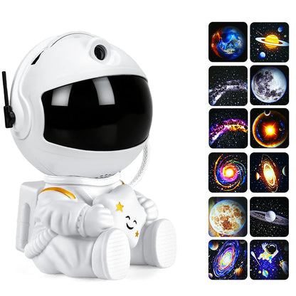 DBF Astronaut Galaxy Projector – 12 Films, 360° Rotation, 3 Brightness, USB