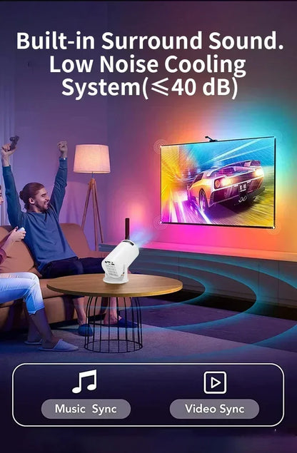 BKHK HY300 Mini Portable Projector – 1080P, 8000LM, 150”, Android, WiFi, Bluetooth