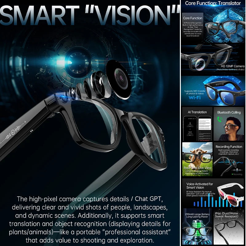 W620 Pro AI Smart Glasses – 4K Camera, Bluetooth 5.3 & Real-Time Translation