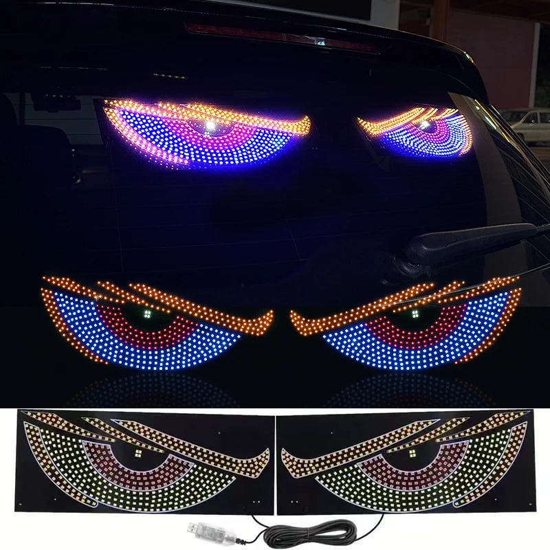 Car Dynamic Eye LED Lights – Flexible Rear Window Display, 12V, 4 Colors