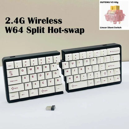 SZRKBD W64 Split Ergonomic Mechanical Keyboard – 2.4G Wireless, Hot-Swap, VIAL