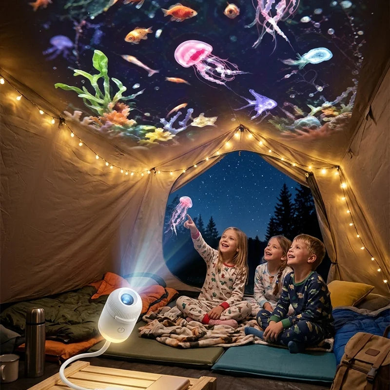 Dual-Mode Mini Galaxy Projector – Night Light + Starry Sky, Warm Atmosphere, Up to 24 Slides