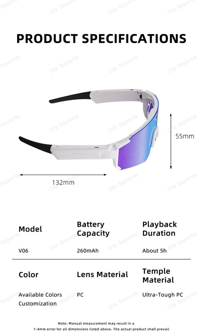 Ola Esporte AI Smart Cycling Glasses – 1080P Camera, UV400, Bluetooth 5.3 & AI Translation