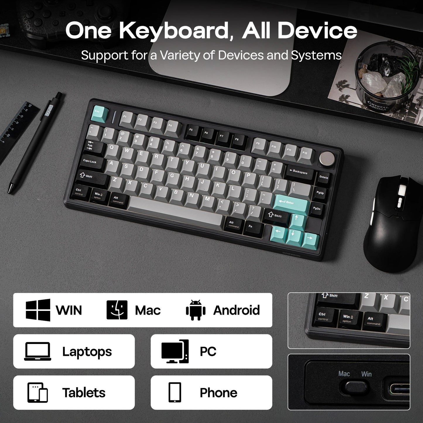 EPOMAKER TH80 V2 Mechanical Keyboard – 75%, Tri-Mode, 8000mAh, Gasket Mount, RGB