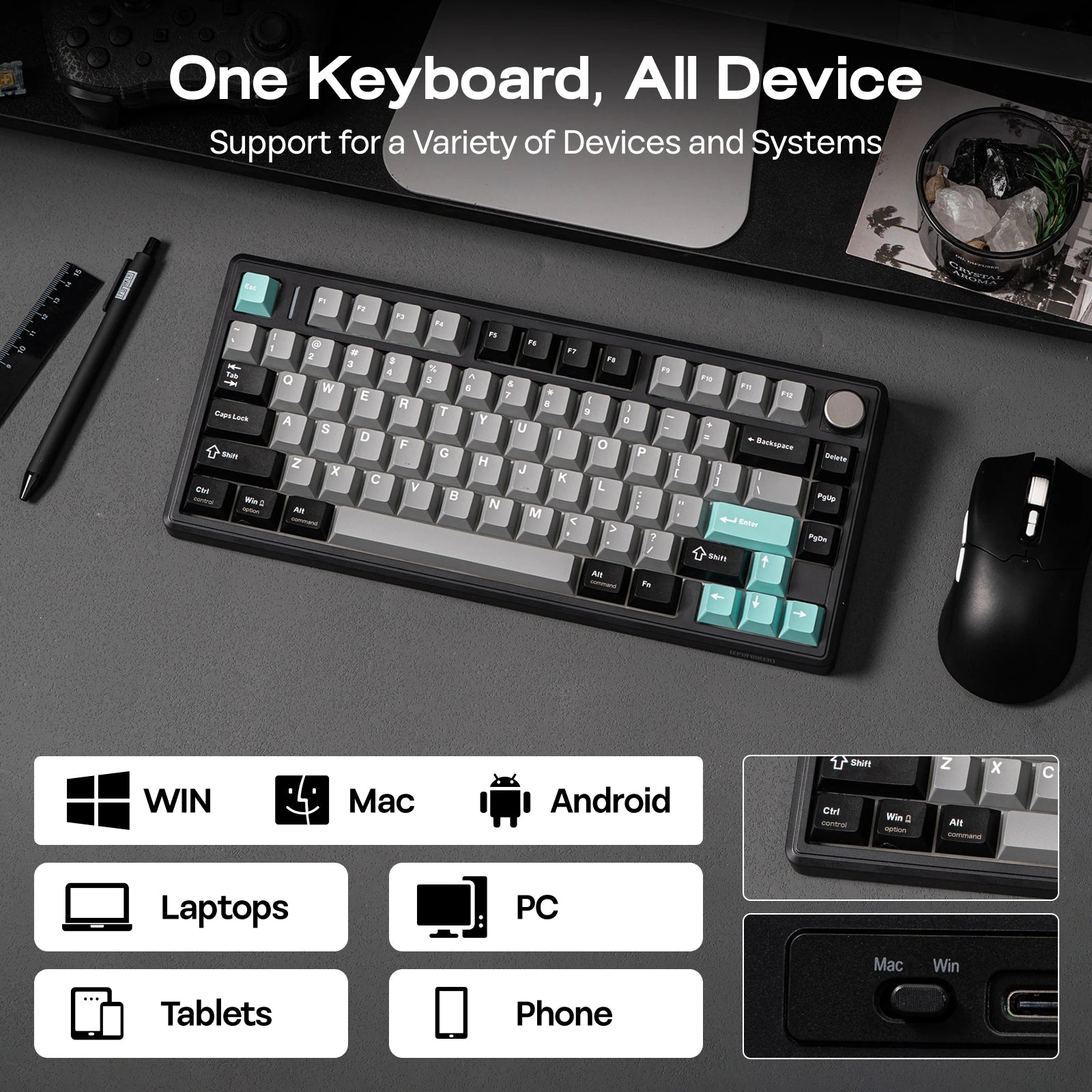 EPOMAKER TH80 V2 Mechanical Keyboard – 75%, Tri-Mode, 8000mAh, Gasket Mount, RGB