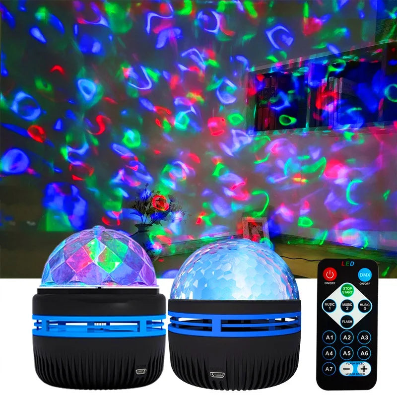 LED Water Ripple & Aurora Projector – 14 Effects, RGB, Remote Control, USB, 7 Colors