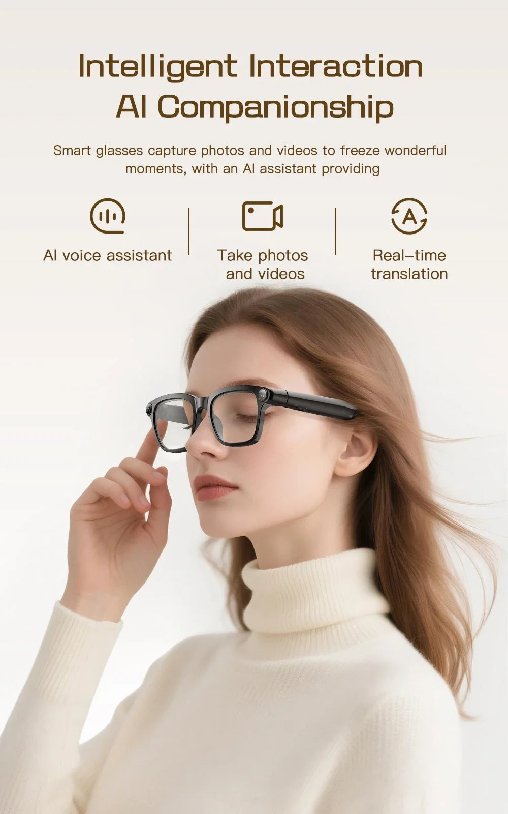 AI Smart Glasses M08 – HD Camera, Translation & Voice Assistant