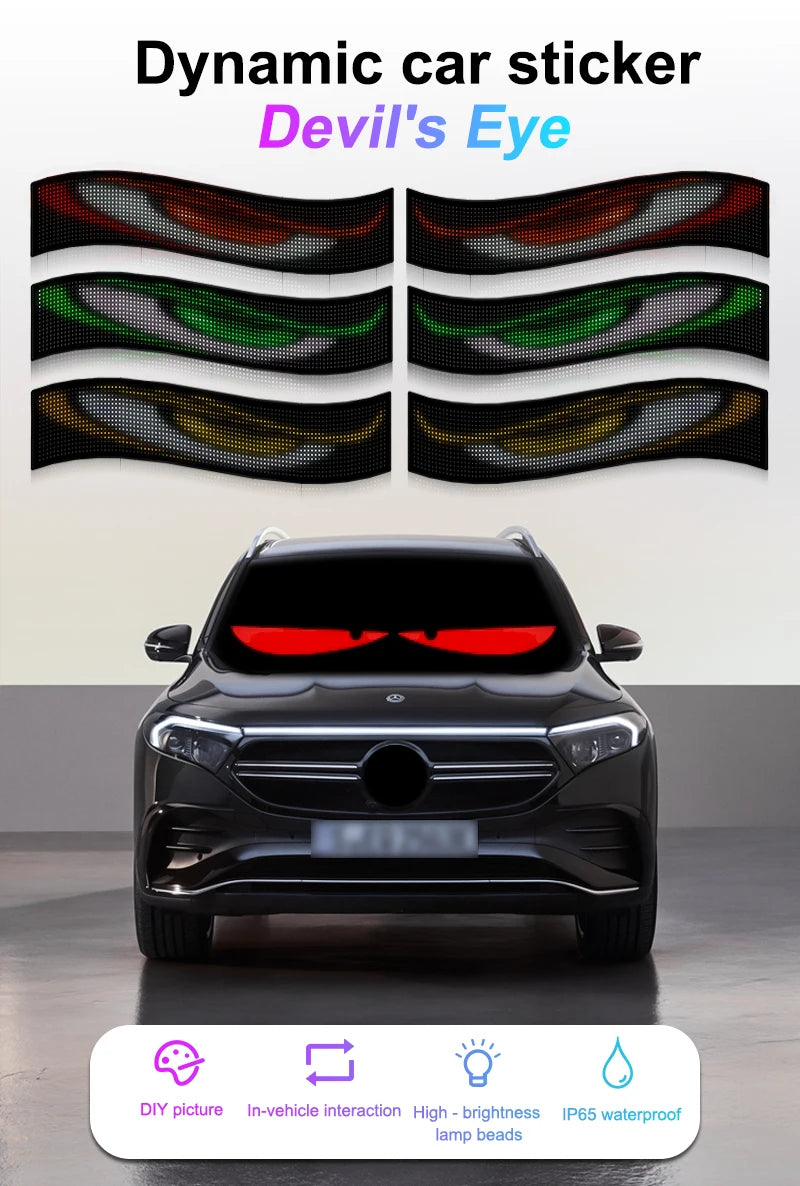 LED Devil Eye Car Display – Programmable RGB Matrix, Bluetooth App Control, IP65, 6 Sizes