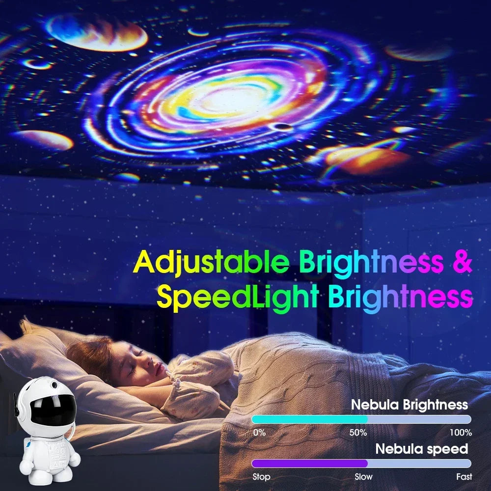 DBF Astronaut Galaxy Projector – 12 Films, 360° Rotation, 3 Brightness, USB