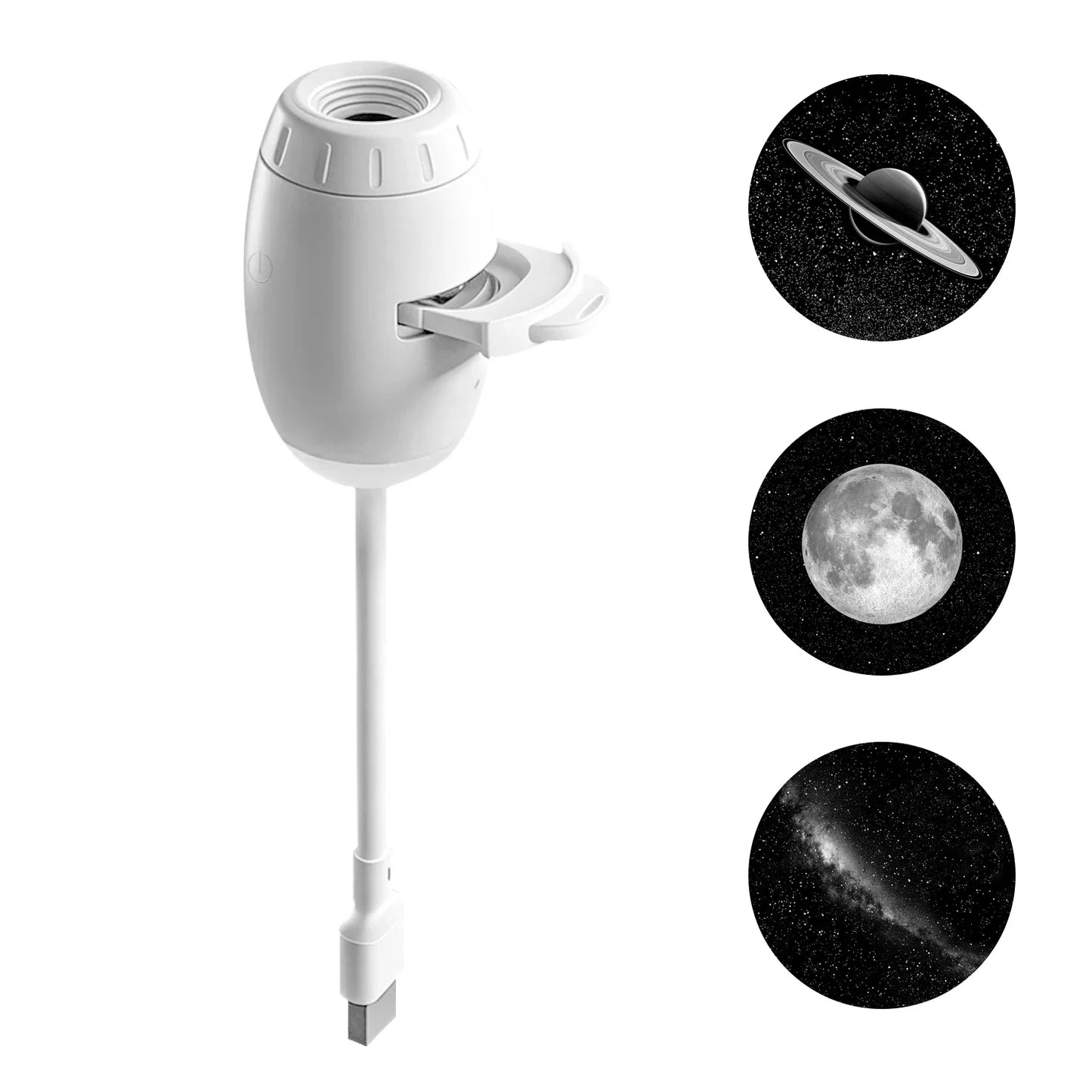 2-in-1 USB Mini Galaxy Star Projector – Night Light, Up to 24 Films, Flexible Gooseneck