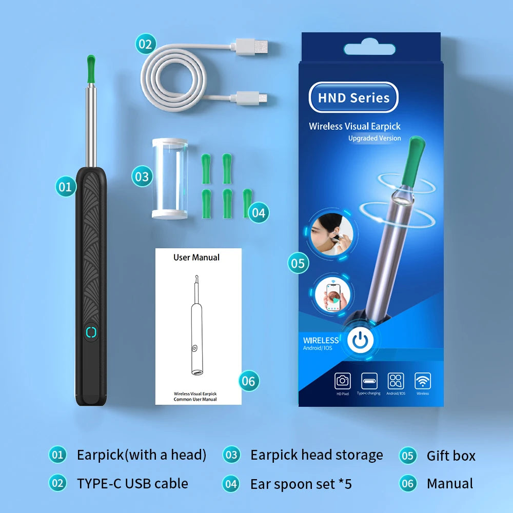 Wireless Ear Camera - HD Ear Wax Removal Tool with LED Light