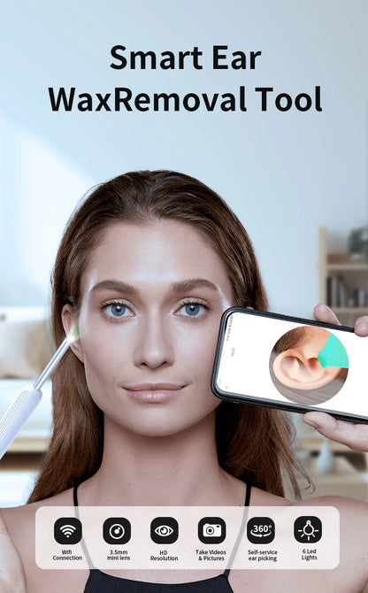 Wireless Ear Camera - HD Ear Wax Removal Tool with LED Light