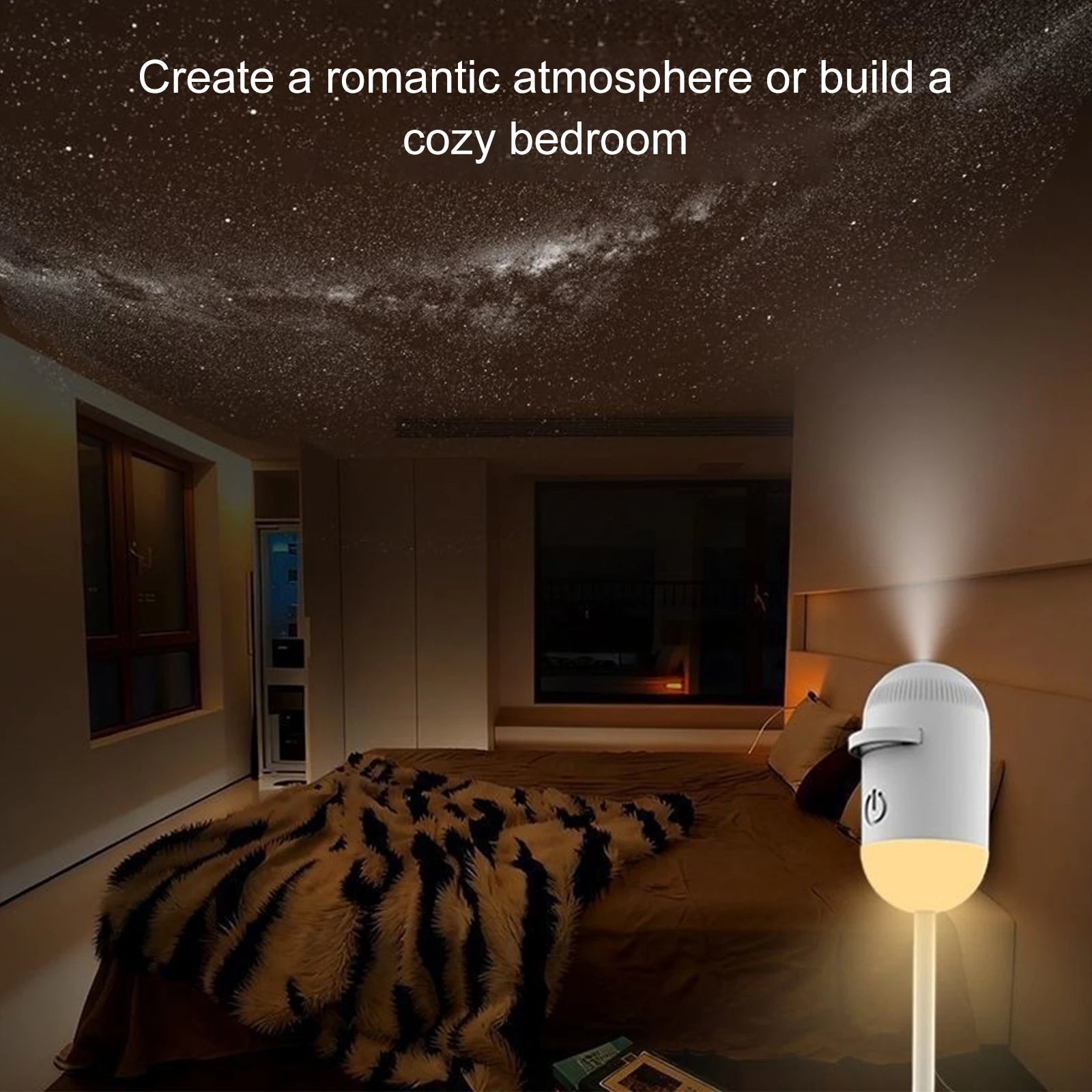 2-in-1 USB Mini Galaxy Star Projector – Night Light, Up to 24 Films, Flexible Gooseneck