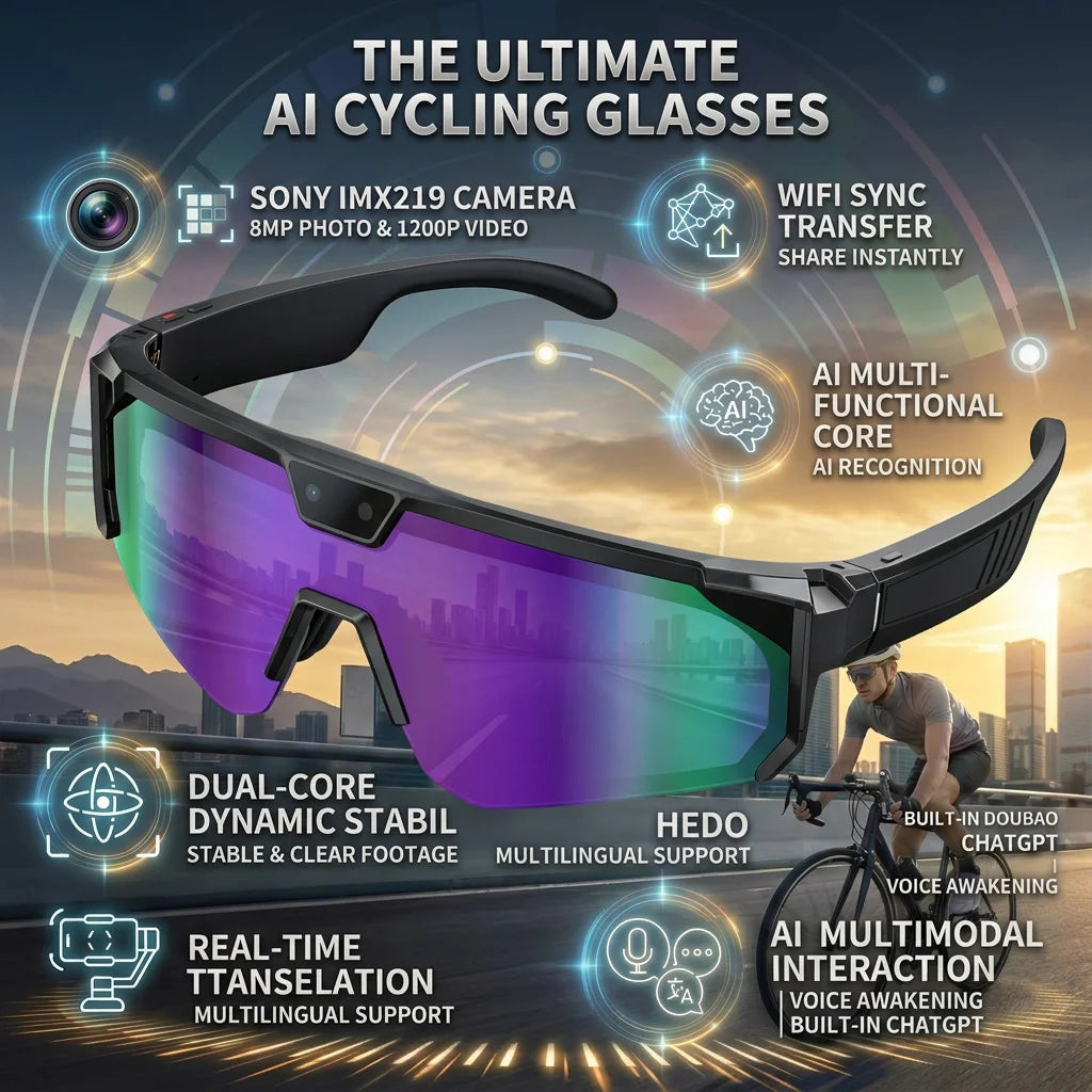 GUHUAVMI Q01 AI Smart Glasses – Dual Camera, 4K Video, Stereo Audio & Real-Time Translation