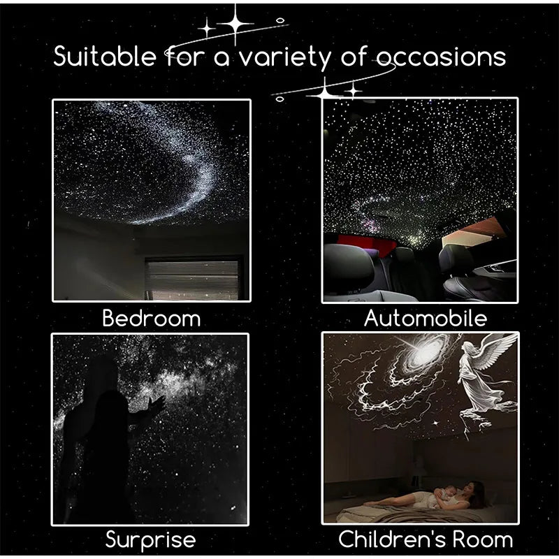 2-in-1 Mini Galaxy Star Projector – 360° Rotating, Sliding Films, Starry Sky Night Light