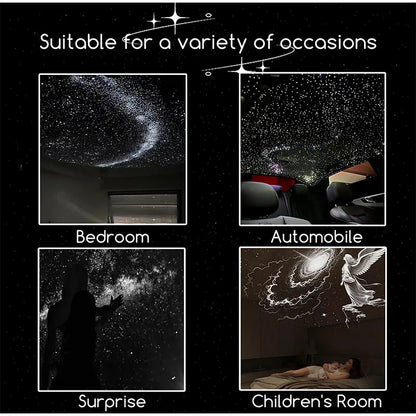 2-in-1 Mini Galaxy Star Projector – 360° Rotating, Sliding Films, Starry Sky Night Light