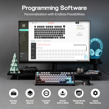 EPOMAKER TH80 V2 Mechanical Keyboard – 75%, Tri-Mode, 8000mAh, Gasket Mount, RGB