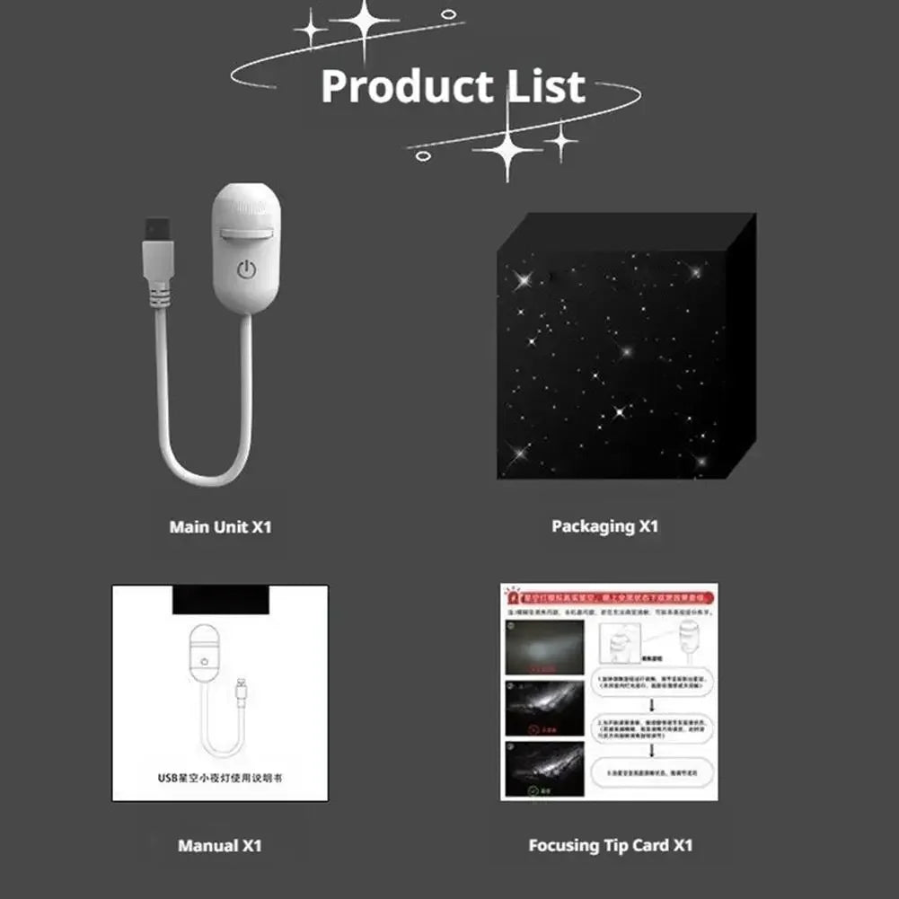 2-in-1 USB Mini Galaxy Star Projector – Night Light, Up to 24 Films, Flexible Gooseneck