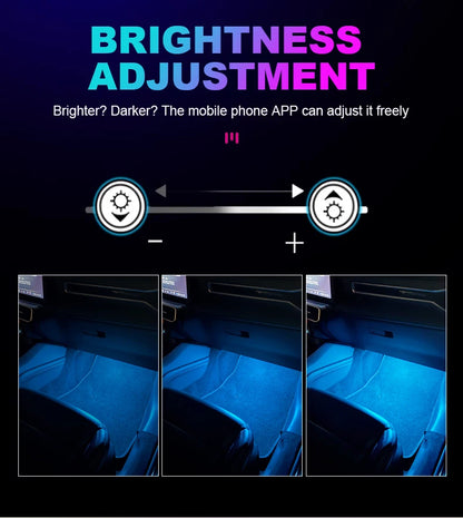 RGB LED Car Interior Ambient Light Strip – 16 Colors, Music Sync, IP65, 12V, USB/Cigarette