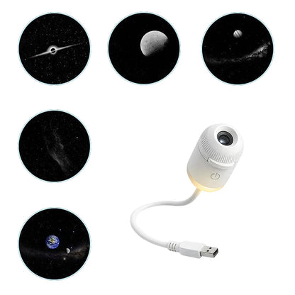 2-in-1 Mini Galaxy Star Projector – 360° Rotating, Sliding Films, Starry Sky Night Light