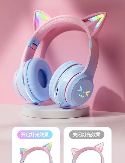 Cat Ear Bluetooth Headset – RGB Lights, Kawaii Design, Gift for Girls, 5 Colors