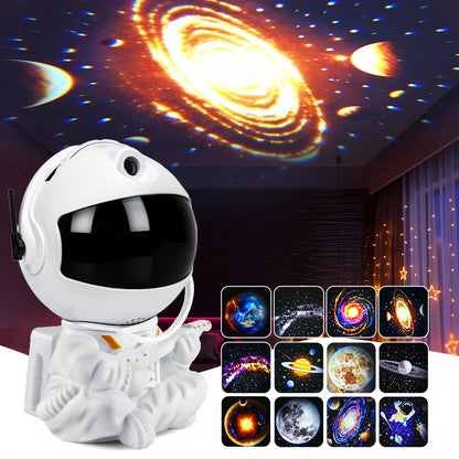 DBF Astronaut Galaxy Projector – 12 Films, 360° Rotation, 3 Brightness, USB