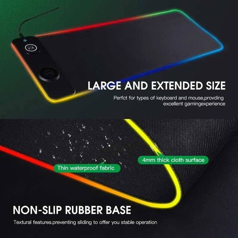 Luxuglow RGB Wireless Charging Mouse Pad – 15W, 800×300mm, 14 Lighting Modes