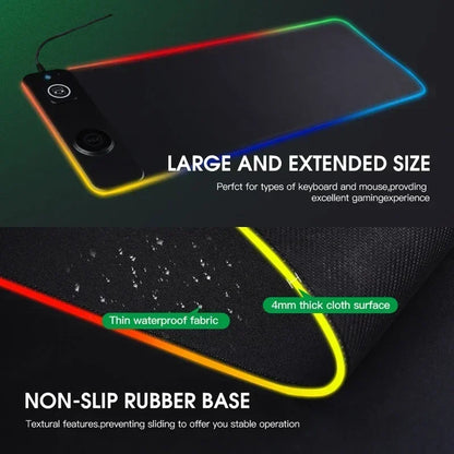 Luxuglow RGB Wireless Charging Mouse Pad – 15W, 800×300mm, 14 Lighting Modes