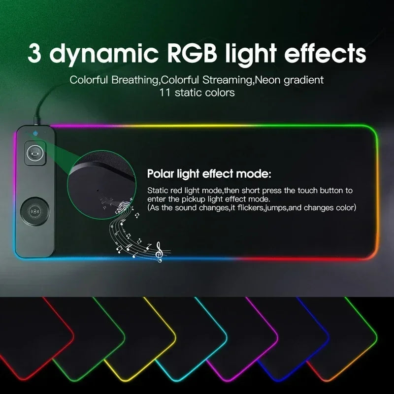 Luxuglow RGB Wireless Charging Mouse Pad – 15W, 800×300mm, 14 Lighting Modes