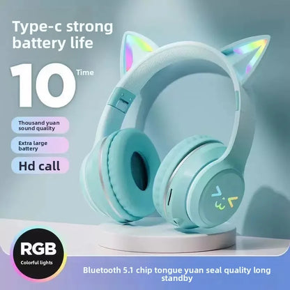 Cat Ear Bluetooth Headset – RGB Lights, Kawaii Design, Gift for Girls, 5 Colors