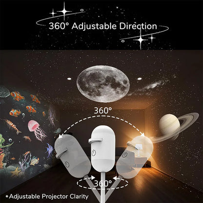2-in-1 USB Mini Galaxy Star Projector – Night Light, Up to 24 Films, Flexible Gooseneck