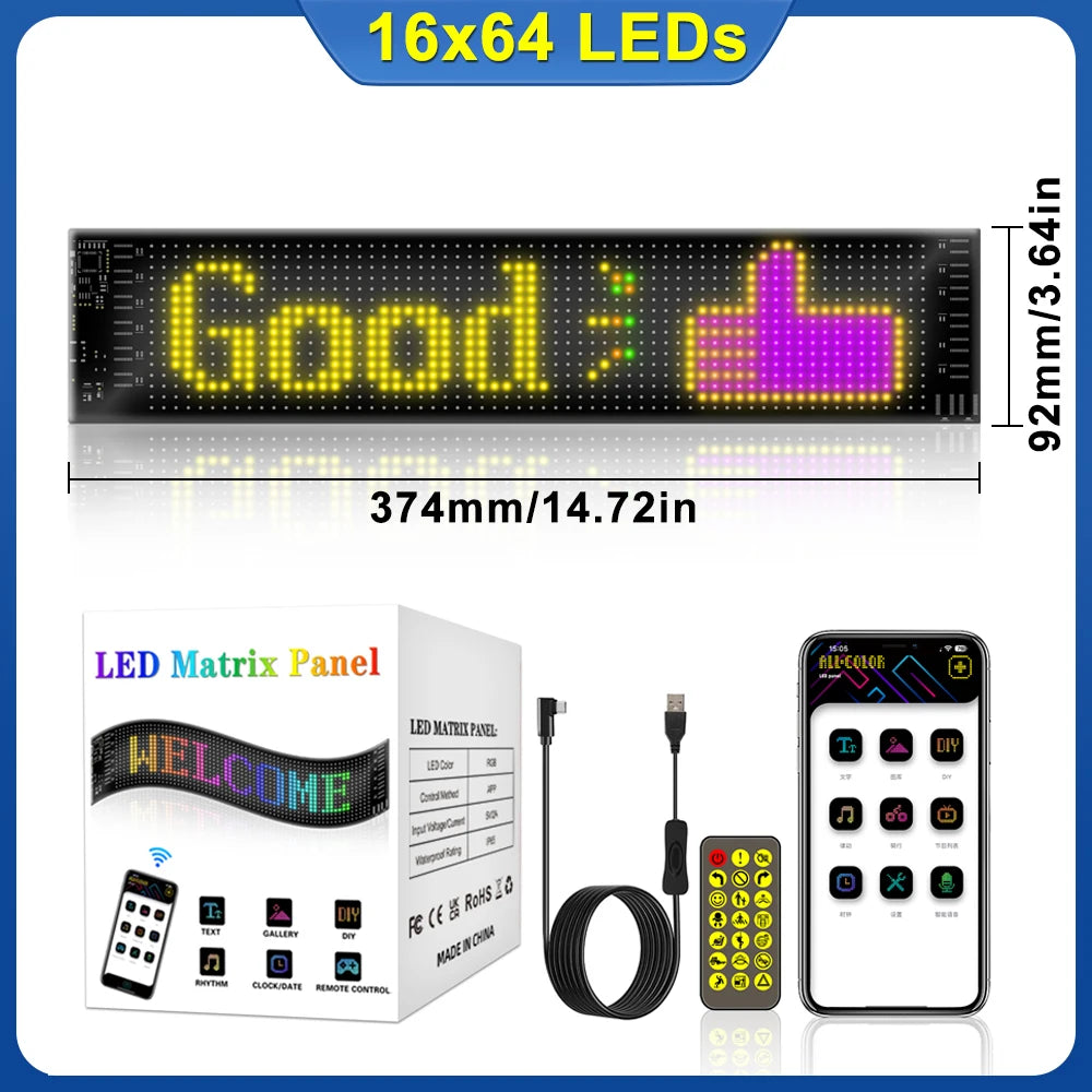 LED Devil Eye Car Display – Programmable RGB Matrix, Bluetooth App Control, IP65, 6 Sizes