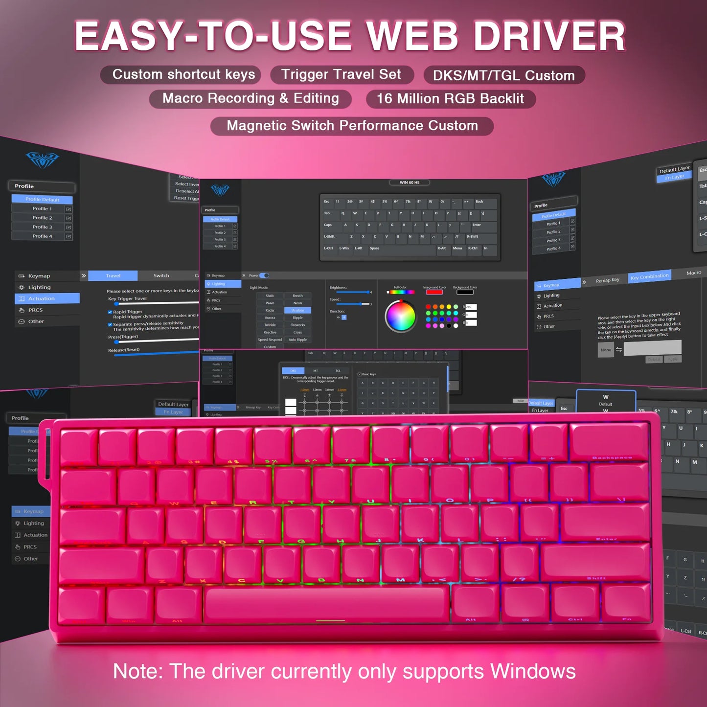 AULA WIN60 HE Pro MAX Gaming Keyboard – Hall Effect, 8000Hz, RT Adjustable, Hot-Swap