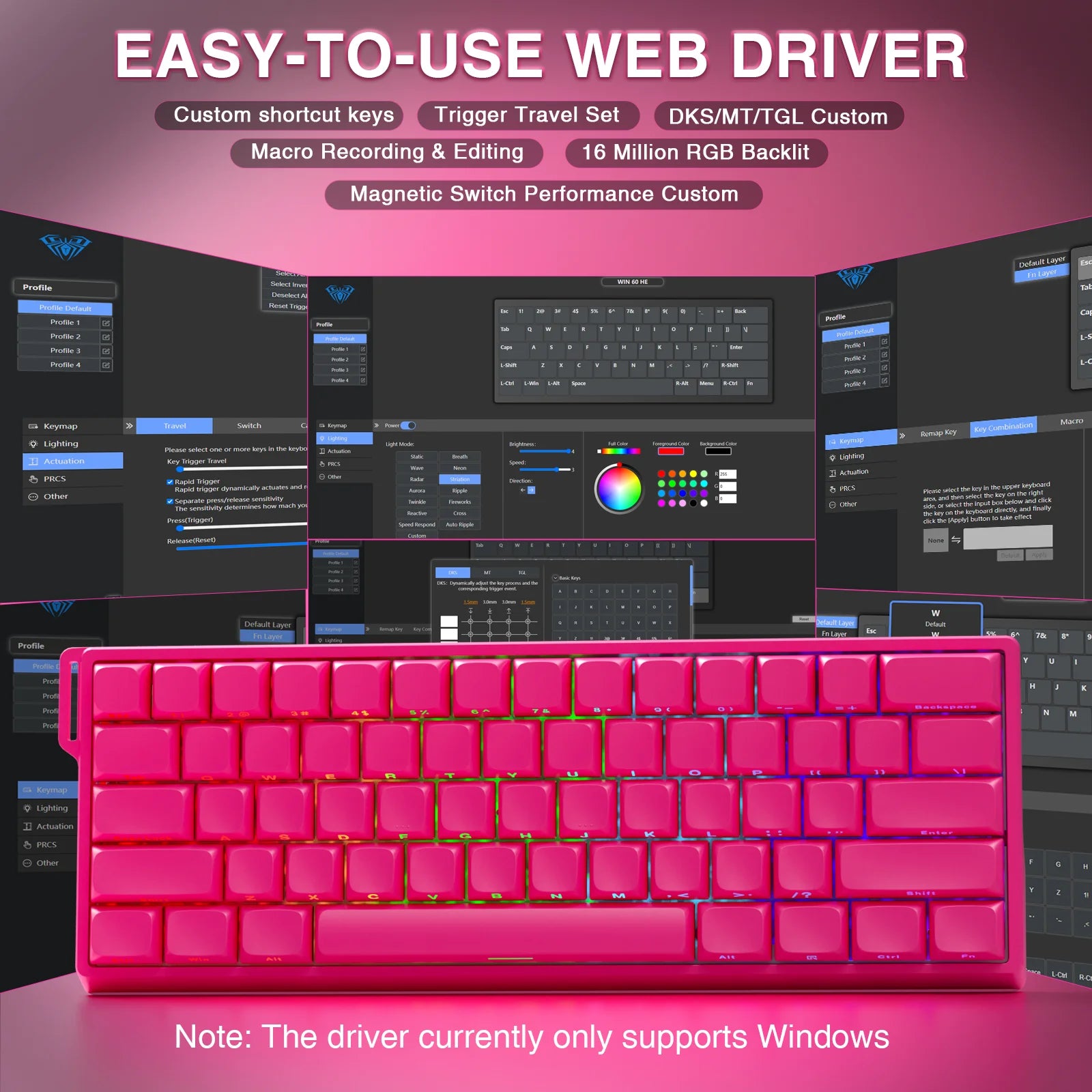 AULA WIN60 HE Pro MAX Gaming Keyboard – Hall Effect, 8000Hz, RT Adjustable, Hot-Swap