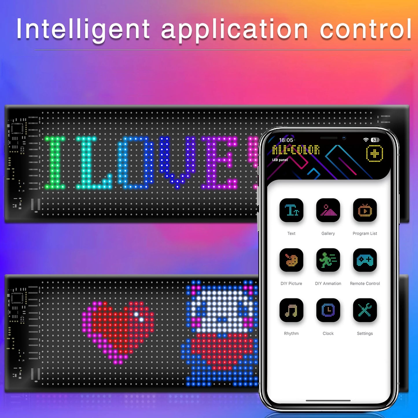 LED Devil Eye Car Display – Programmable RGB Matrix, Bluetooth App Control, IP65, 6 Sizes