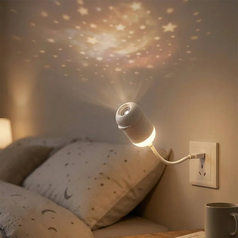Dual-Mode Mini Galaxy Projector – Night Light + Starry Sky, Warm Atmosphere, Up to 24 Slides