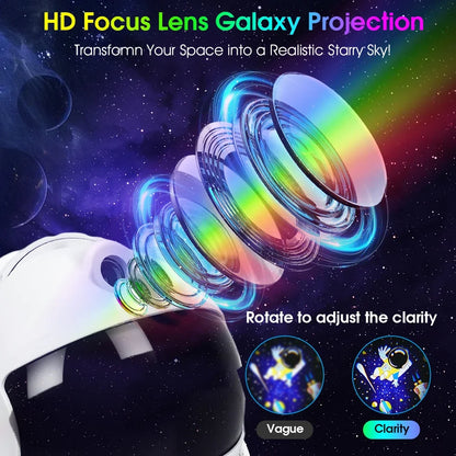 DBF Astronaut Galaxy Projector – 12 Films, 360° Rotation, 3 Brightness, USB